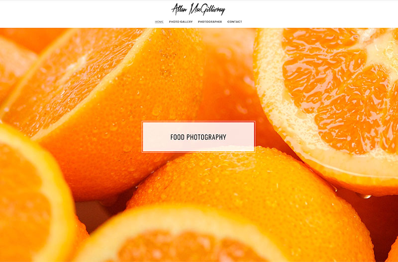 Allan MacGillivray Photographer website design Auckland