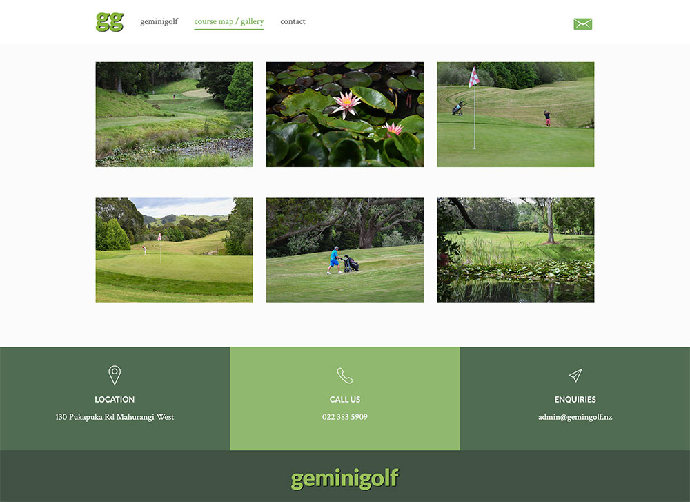 Geminigolf golf course website design Auckland